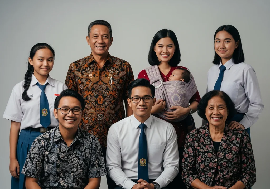 Grup yang dinamis dan otentik yang menampilkan enam hingga tujuh individu indonesia yang merepresentasikan beragam segmen demografis